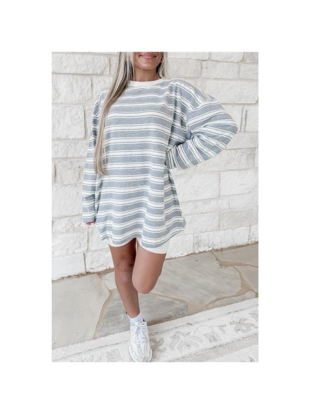 Striped Long Sleeve Oversized T-Shirt